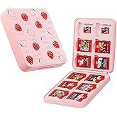 PAWDIARY Pink Switch 2 Game Card Case, Hardshell Compact Switch 2 Game Card Holder for 12 Slots New Switch Game Cards and 12 Slots SD Cards Storage, Cute Strawberry Design Switch 2 Cartridge Case