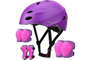 SAMIT Kids Bike Helmet Adjustable, Knee Elbow Wrist Pads Set for Youth Boys Girls Ages 5-8,Protective Gear Set for Skateboard, Bike, Roller Skating, Cycling, Scooter