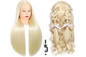 BAODANHAIR Mannequin Head with Hair 26“-28” Styling Training Manikin Cosmetology Doll Head Human Hair Blend and Free Clamp Holder (613)
