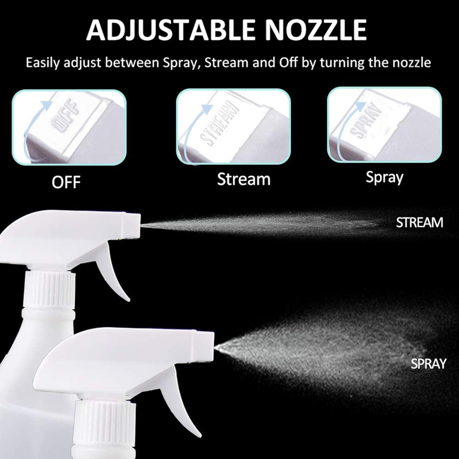 Empty Spray Bottles 4 Pack 16 Oz, Reusable Plastic Spray Bottle Water Sprayer with Measurements and Adjustable Nozzle for Cleaning Solutions, Plant Watering, Auto Detailing, BBQ, Bathroom and Kitchen: Industrial & Scientific