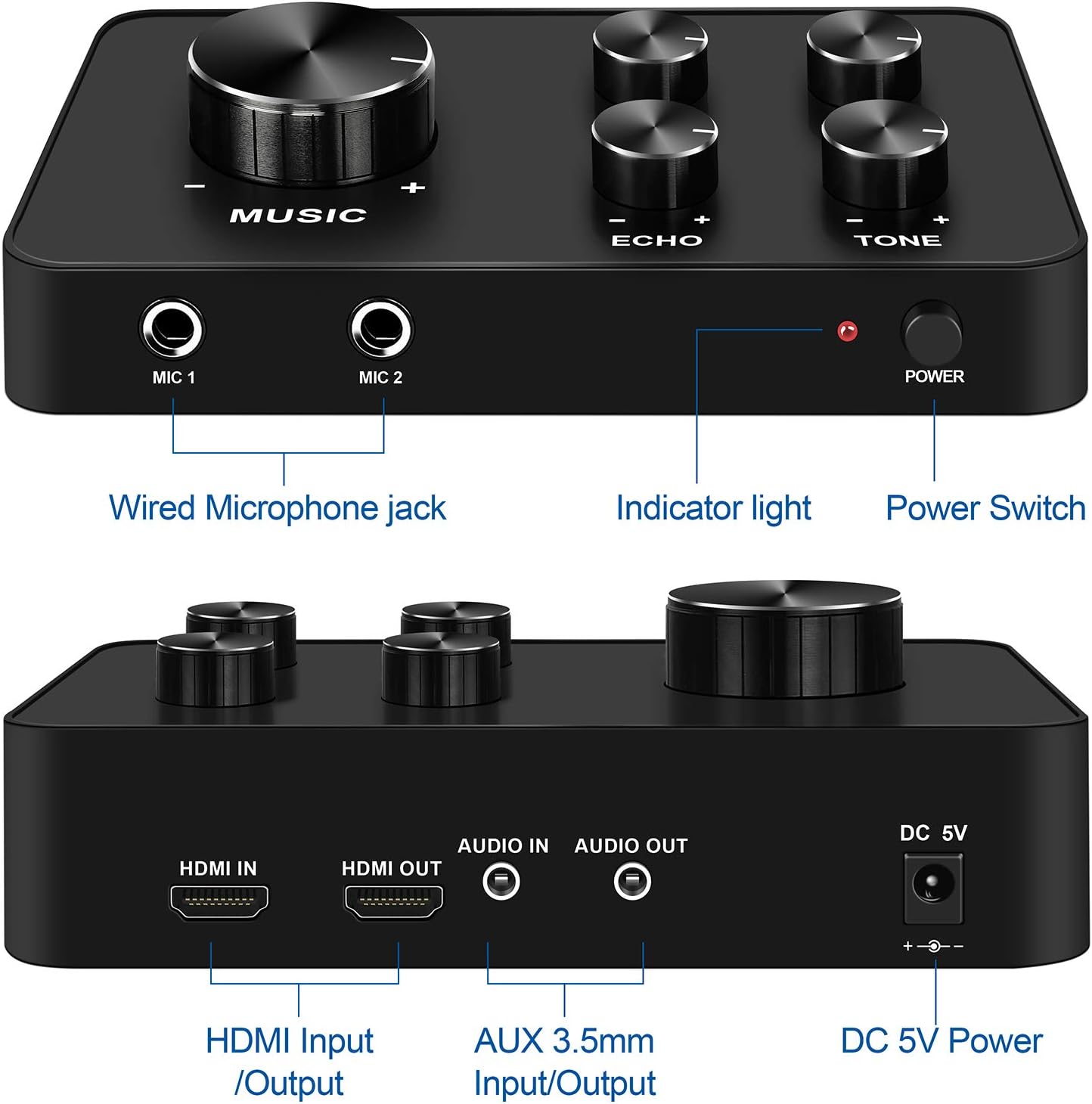 Rybozen Wireless Microphone Karaoke Mixer System, Dual Handheld Wireless Microphone for Karaoke Smart TV, PC, Speaker - Image 5