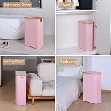 iEGrow 65L Slim Laundry Basket with Lid Pink Removable Inner Bag Foldable view 6