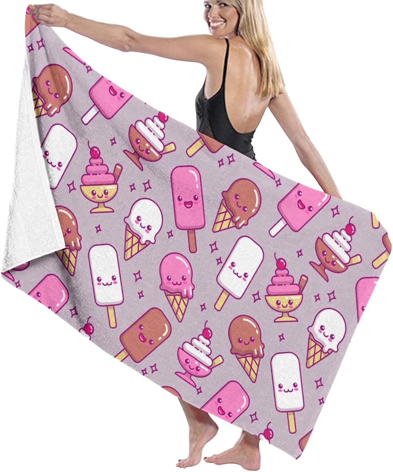 Cute Kawaii Icecream Microfiber Beach Bath Towel QuickDrying High