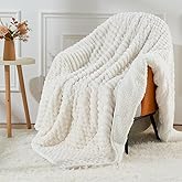 Uttermara Fleece Weighted Blanket for Adults Queen Size 15lbs, Soft Sherpa Weighted Blankets for Sleeping and Calming, Fuzzy Heavy Blanket for Bed and Couch, 60 x 80 Inches, Cream White