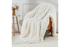 Uttermara Fleece Weighted Blanket for Adults Queen Size 15lbs, Soft Sherpa Weighted Blankets for Sleeping and Calming, Fuzzy Heavy Blanket for Bed and Couch, 60 x 80 Inches, Cream White
