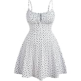 BEAUDRM Women's Plus Size Floral Cami Dress Bow Tie Knot Sleeveless A Line Flared Dresses