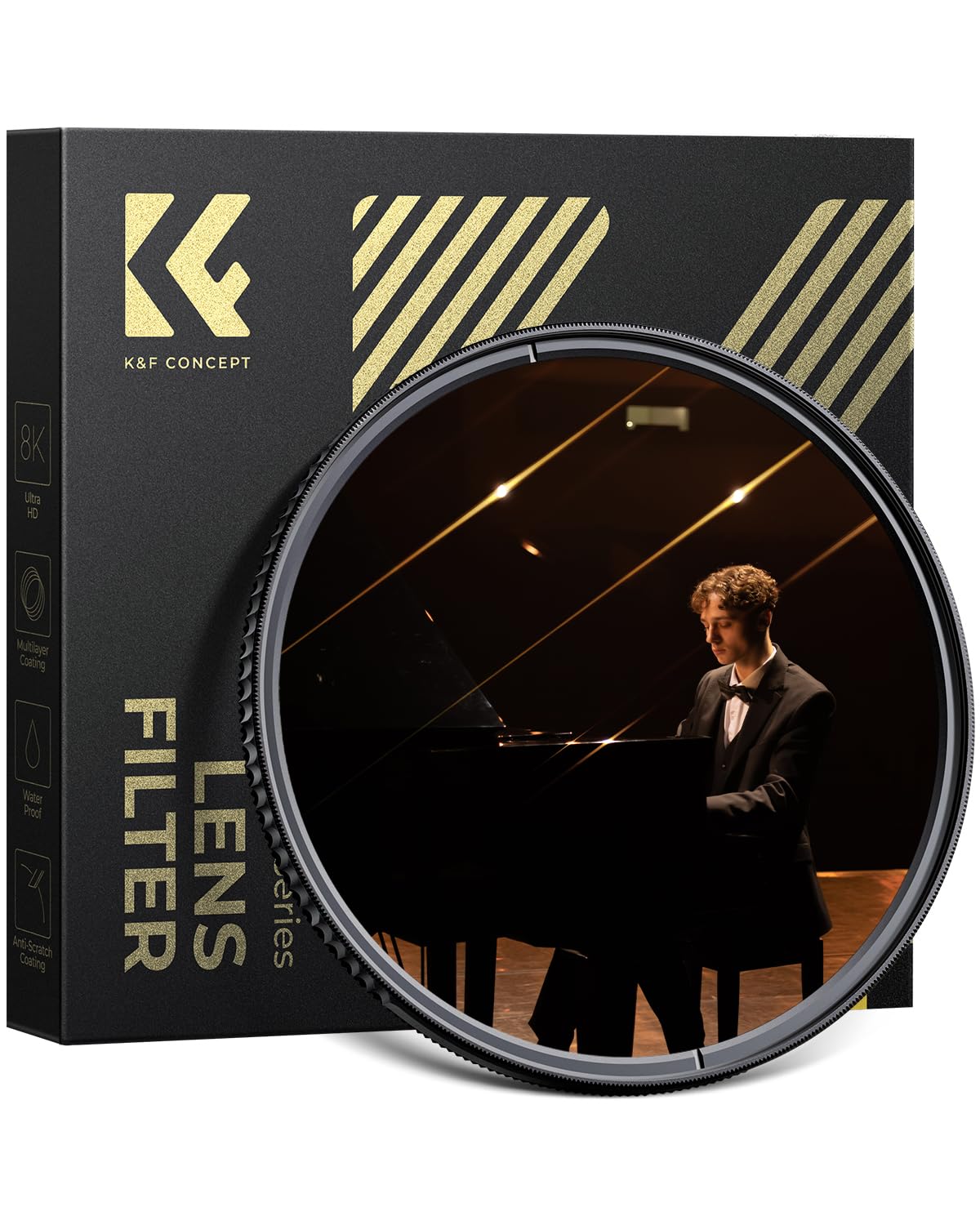 K&F CONCEPT 52MM Gold Streak Filter, Anamorphic Lens Effect Filter, Ultra Slim Optic Glass Multi Coated, for Camera DSLR Cinematice Video (Nano-X Series)