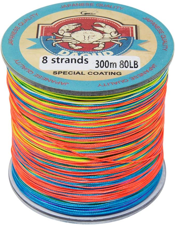 8 Strands Braided Fishing Line 300M (327 Yards) 10lb-108lb Abrasion Resistant, Highly Sensitivity, Zero Stretch and High Performance Fishing Line for Carp, Bass, Trout