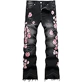 Baylvn Men's Designer Straight Slim Fit Patchwork Jeans Comfort Skinny Biker Denim Pants