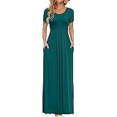 AUSELILY Women's Classic Short Sleeve Loose Plain Casual Long Maxi Dresses for Women 2026