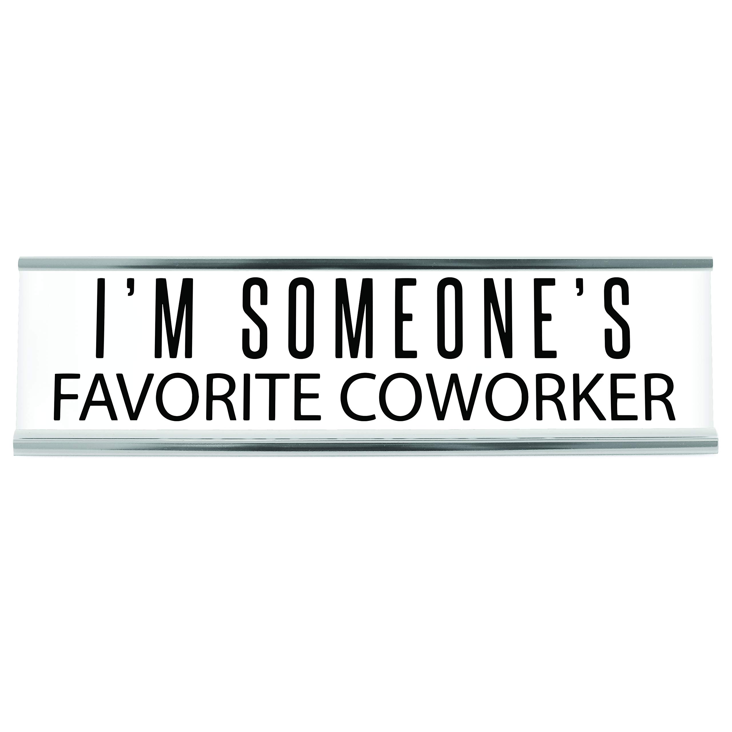 WELLSPRING "Favorite Co Worker" Acrylic Desk Sign - Witty and Funny Desk Signs for Office, Perfect Office Gifts for Boss & Co Workers - Modern Office Desk Signs - 8x2 Freestanding Funny Desk Sign