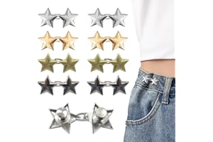 Frutain 8 Set Pant Waist Tightener Star Buttons Pins for Loose Jeans Reusable Waist Cincher Clip Jean Waist Tightener for Clothing Dresses Skirts No Sewing Decoration Accessories