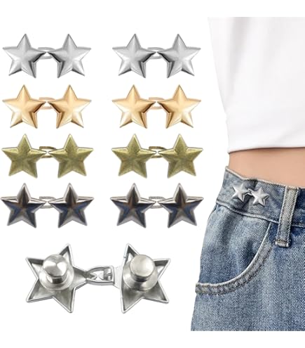 Prasacco 4 Sets Star Jean Waist Tightener, Adjustable Pant Waist Tightener No Sewing