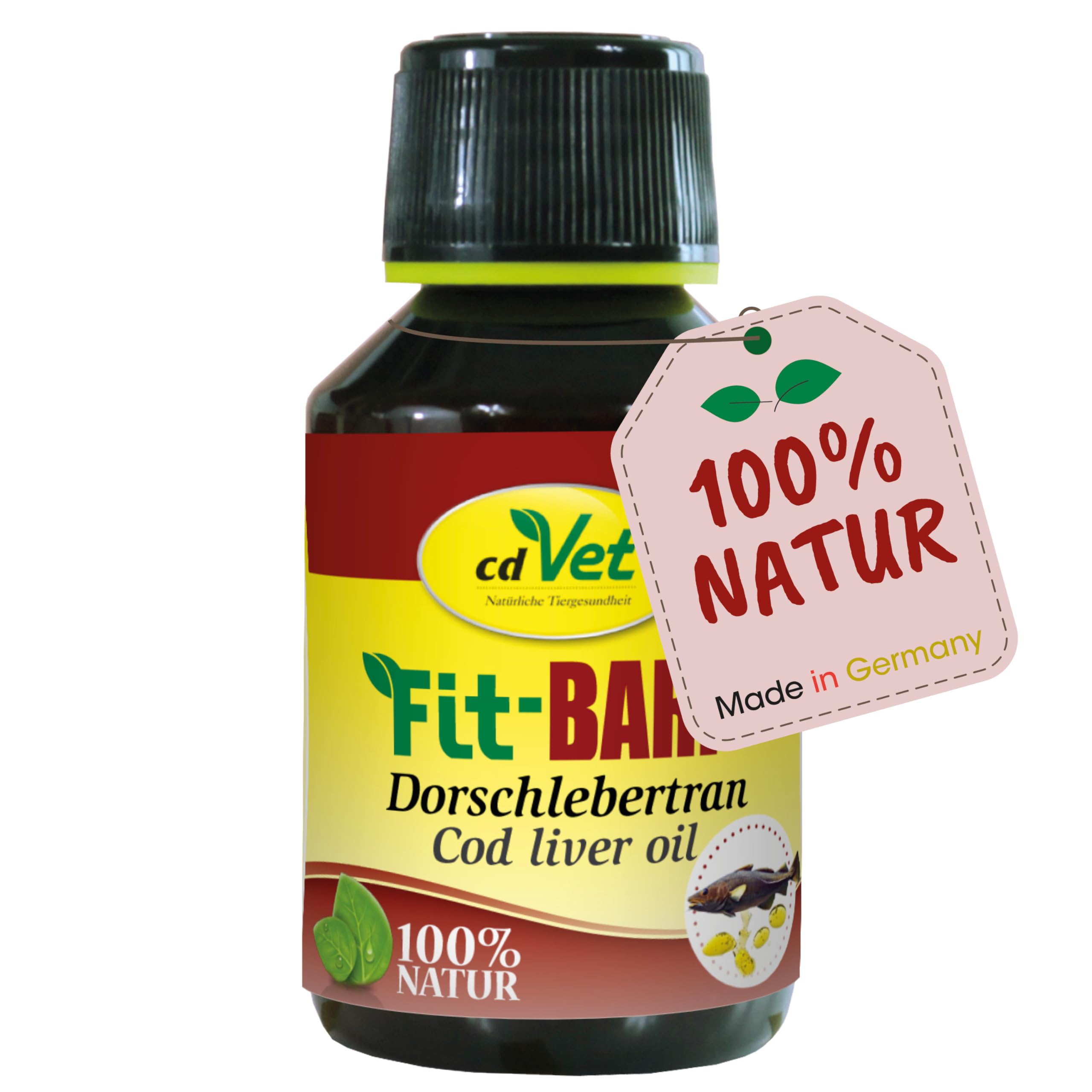 cdVet Naturprodukte Fit-BARF Cod Liver 100 ml - Dog - supplier of omega-3 fatty acids and vitamin D - bone building - regulation of calcium balance - raw feeding - BARF -