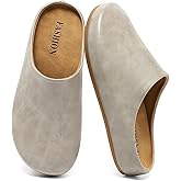 Pelbiuqik Clogs for Women Leather Women's Mules & Clogs with Soft Footbed Arch Support Slip On Shoes Potato Shoes Outdoor Indoor Slippers