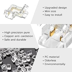 RGBZONE 12Pcs 2Pin L-Shaped COB LED Connectors 8mm