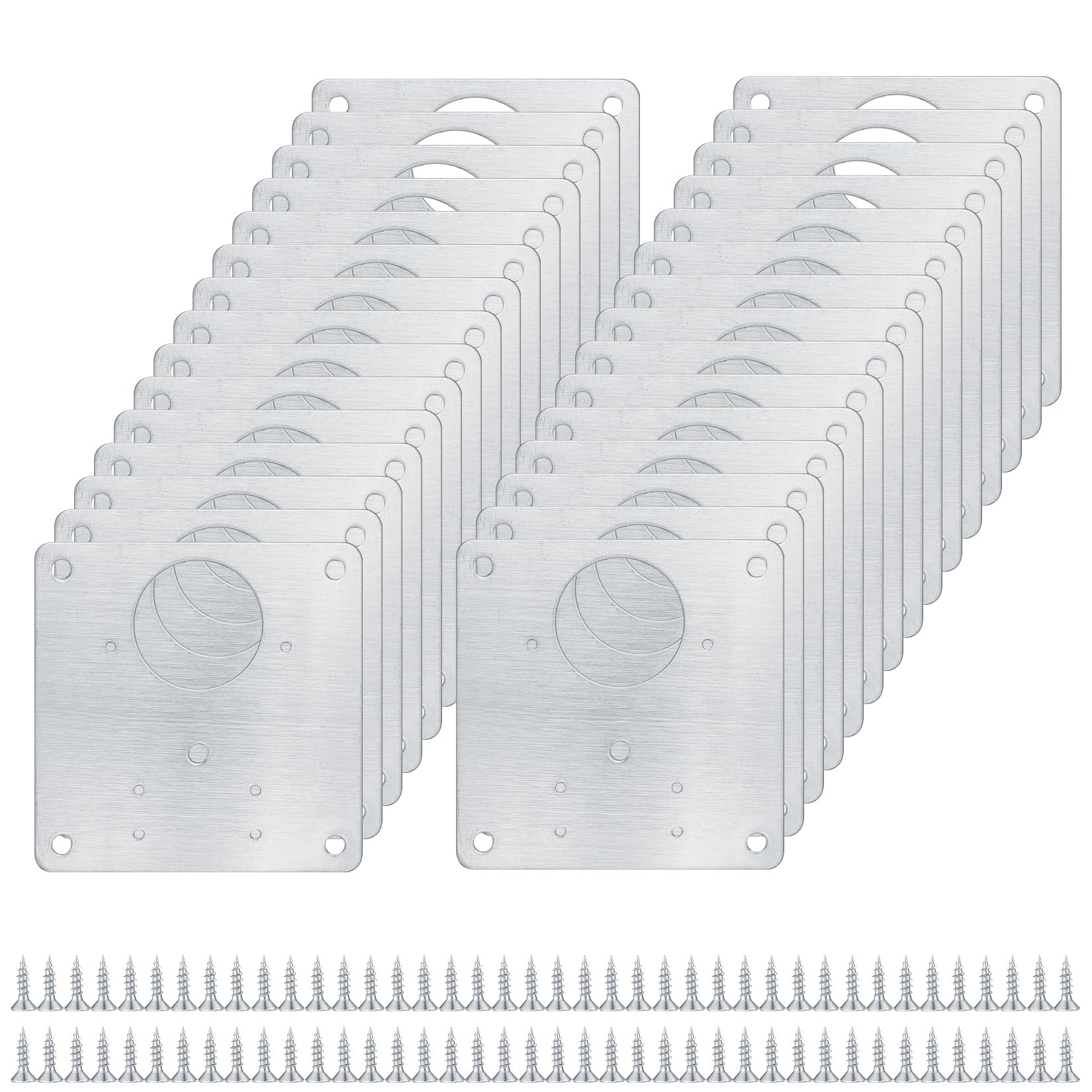 30 Pcs Stainless Steel Cabinet Hinge Repair Plates with 240 Screws. Flat Fixing Brackets to Mend Kitchen Cupboard Doors. (30) — image 1