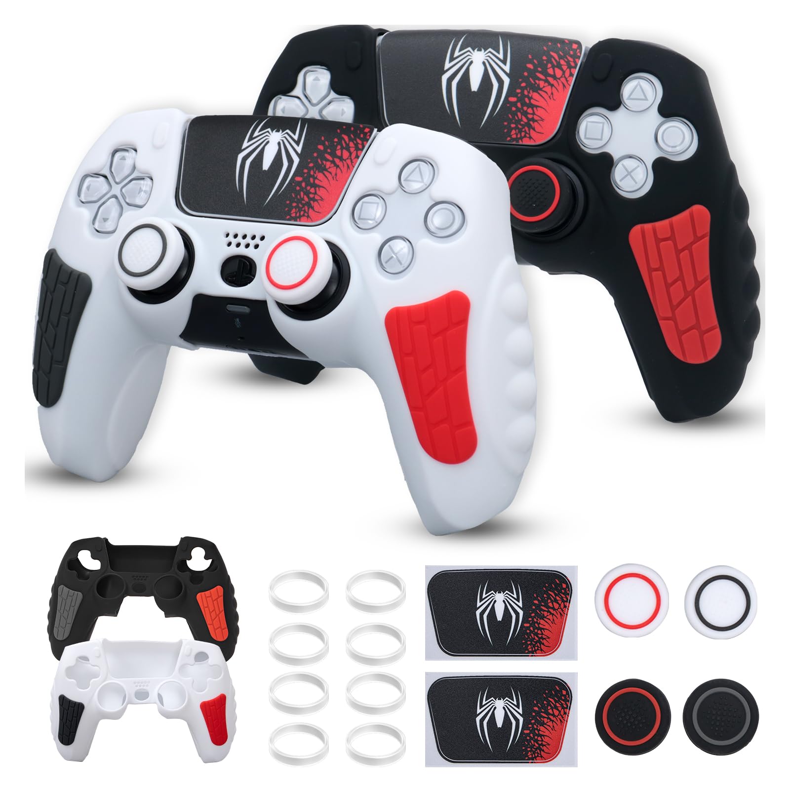 ECHZOVE PS5 Controller Cover Case – Premium Soft Silicone Skin Protective Grip Sleeve for PlayStation 5 Controller, Anti-Slip, Sweat-Proof, Shock-Absorbing Design with Precise Cutouts (Black & White)