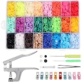 KAMTOP Snap Pliers Set, 408 Sets T5 Plastic Snap Buttons Kit, 24 Colors | Snap Fasteners and Setter Tool, for Clothes, Sewing, Bibs, Coat, Fabric, Raincoats and DIY Crafting, Snap Starter Kit