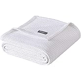 Eddie Bauer - King Size Blanket, 100% Soft Cotton Bedding with Waffle Weave Texture, 400 GSM, Throw Blanket for Couch or Bed (White)