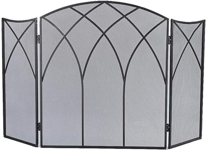 MXSXO Pantalla Envolvente Protector de Chimenea 3 Paneles Plegable