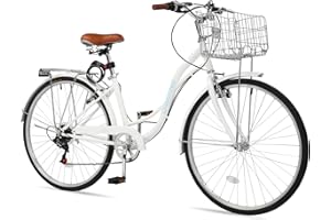 Ktaxon Women Bike 24/26 Inch Bicycles for Women, Beach Cruiser Bike with Premium Derailleur & Shift Lever, Adjustable Seat, High-Carbon Steel Frame and Excellent Welding Technology