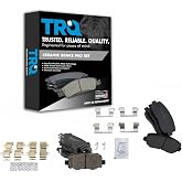 TRQ Front and Rear Ceramic Brake Pad Set | For 2015-2017 Chrysler 200 2014-2019 Jeep Cherokee with 278mm Diameter Front Rotors