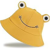 QFE Sun Bucket Hats for Women & Men Beach Hat UV Protection Adjustable Summer Packable Cotton Frog Funny Fisfing Travel Cap
