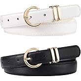 AWAYTR 2 Pcs Kids Girls Leather Belt, Fashion Gold Buckle Belts for Teen Girls Jeans Dress