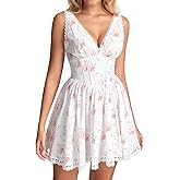 KUTUMAI Floral Corset Mini Dress Summer V Neck Lace Up Cute Graduation Short Dresses for Women 2026
