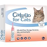 Catego Flea and Tick Prevention for Cats - Over 1.5 lbs, 3 Month Supply | No Prescription Required, Cat Flea Treatment Topical Drops, Fast Acting Flea &amp; Tick Control Drops, Easy to Apply