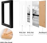 EGOFINE 7x5 Picture Frame Solid Wood Black 4 Pack with Mat 4x6 17.8x12.7cm view 8