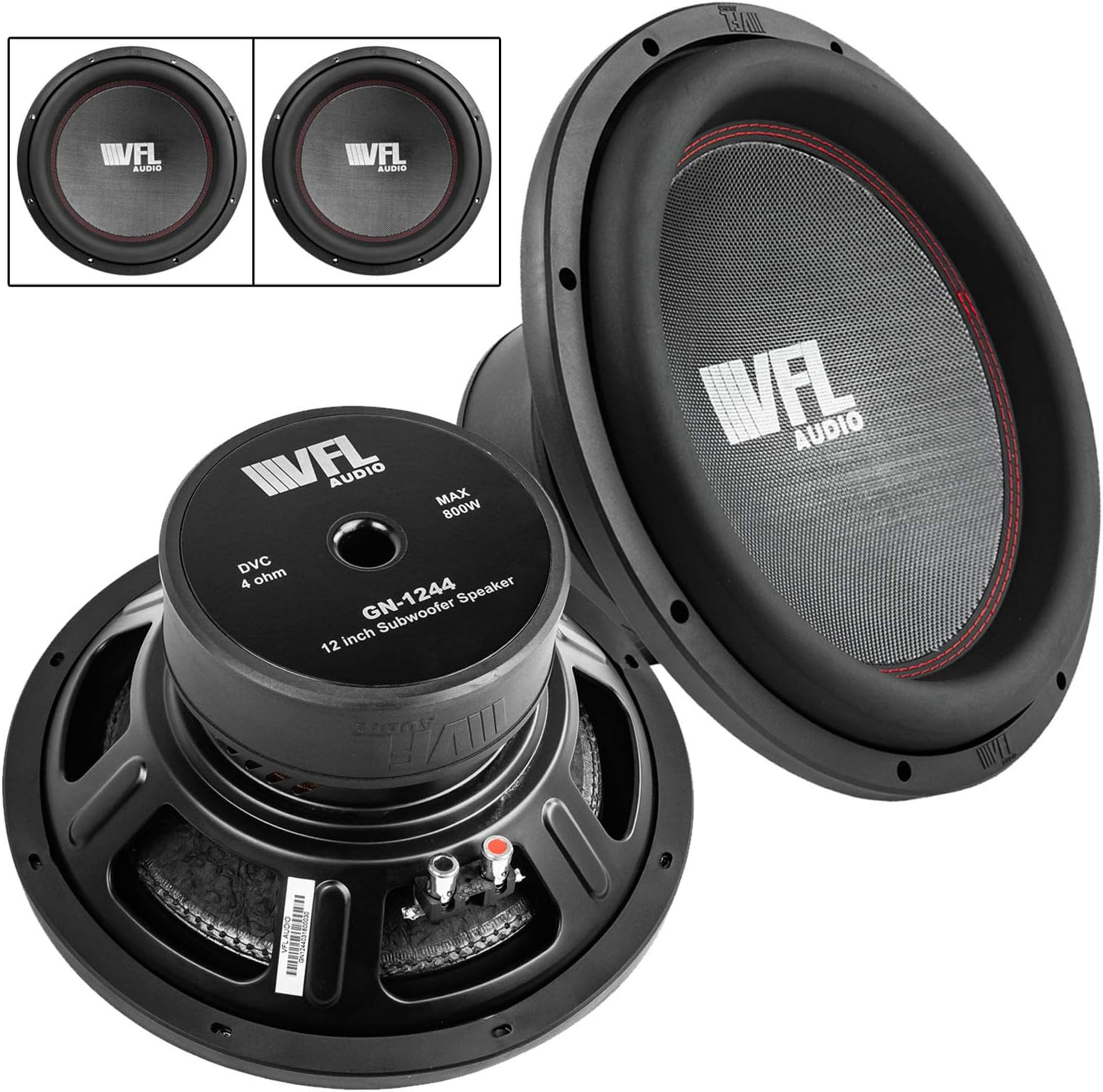 12" Subwoofers Dual 4 Ohm 800 Watts Max Car Audio VFL Audio GN-1244 2 Pack