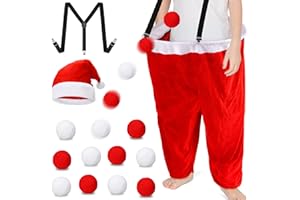 Elcoho 39 Inch Christmas Santa Pants Toss Game Set with Santa Hat, Detachable Strap, 10 Plush Snowballs, Outdoor Giant Pants Yard Toss Ball Games for Family Backyard Game Holiday Party Activity