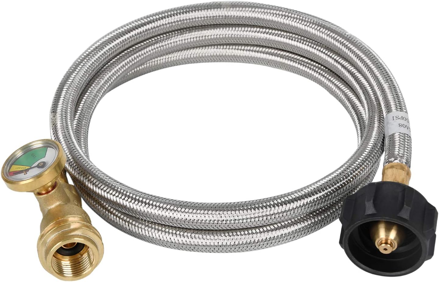 GasSaf 5FT Propane Tank Extension Hose with Gauge