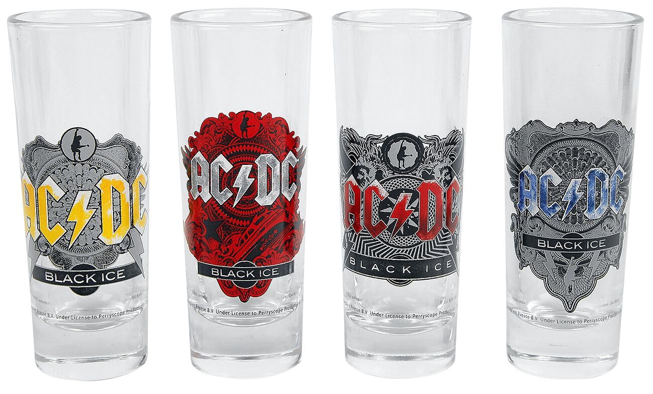 AC/DC SGAC01 Shot Glasses, Glass, Transparent, 4 x 4 x 10.5 cm