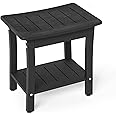 Homenjoy HDPE Shower Bench Seat, Waterproof Bathroom Shower Stool Benches for Inside Shower to Sit on, Armrest Spa Shower Chair for Elderly, Seniors, Disabled, Indoor/Outdoor Use, Black