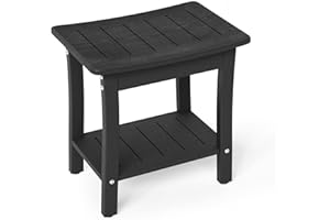 Homenjoy HDPE Shower Bench Seat, Waterproof Bathroom Shower Stool Benches for Inside Shower to Sit on, Armrest Spa Shower Chair for Elderly, Seniors, Disabled, Indoor/Outdoor Use, Black