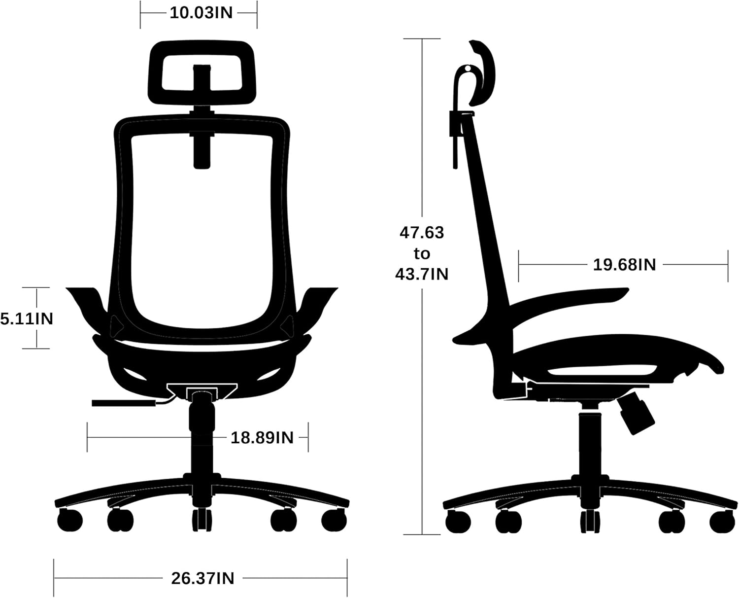 Ergonomic Office Chair with Breathable Mesh Seat -Computer Chair with Adjustable Seat Height and Back Recline - Desk and Task Chair with Firm Arm Rests (Sturdy Chair): Kitchen & Dining