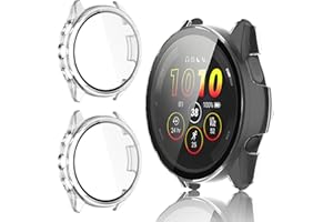 Kimiyaki 2 Pack for Garmin Forerunner 165 &165 Music Screen Protector Case [Full Coverage], Hard PC Bumper All-Around Protective Accessories for Garmin Built-in Tempered Glass Film