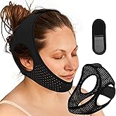 Sleep Apnea Devices - Chin Strap for Sleeping, Airflow Jaw Strap, Effective Anti Snoring Solution for Men and Women, Anti Snore Devices Breathable and Reusable (Black & 52CM & 1PCS)