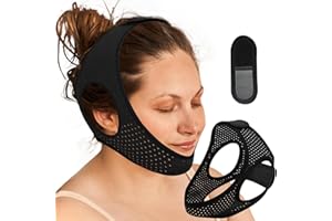 AIKAPLUS Sleep Apnea Devices - Chin Strap for Sleeping, Airflow Jaw Strap, Effective Anti Snoring Solution for Men and Women, Anti Snore Devices Breathable and Reusable, Black, M