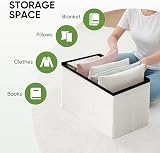 Bonlife Boucle Ottoman Seat with Storage White 42x32x32cm view 4