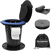PLOGGING Upgraded Retractable Portable Toilet with Cushion,Adjustable Height Camp Toilet with Paper Holder,Lightweight Portab