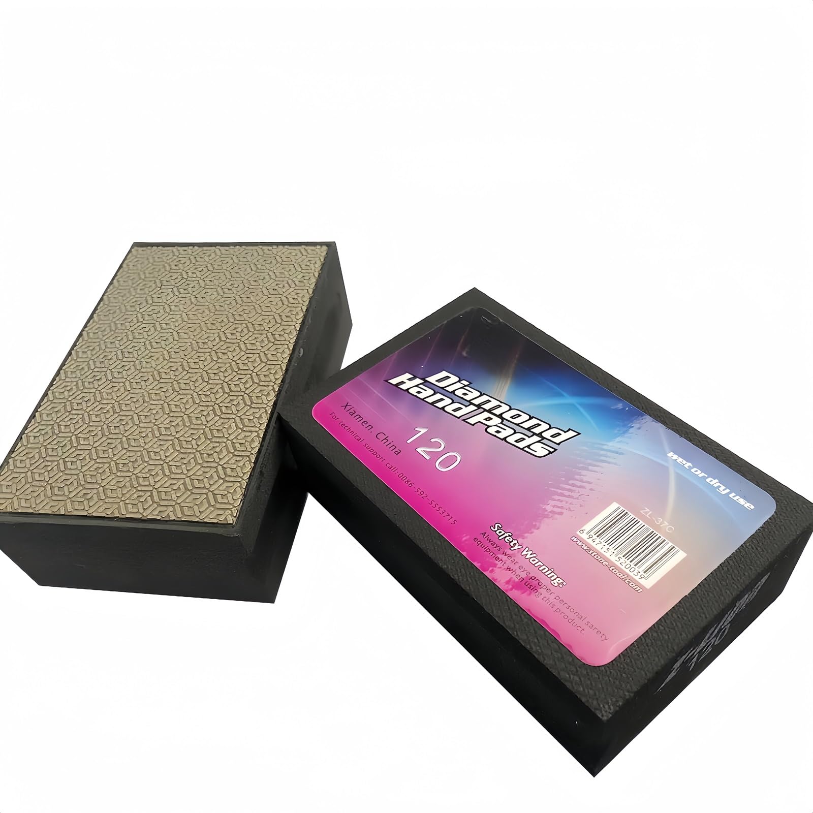 Boxonly Electroplated Diamond Sanding Blocks 120 Grits Snowflake Polishing Grinding Hand Pads Block for Granite Marble Glass Stone