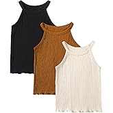 ROMPERINBOX Toddler Tank Tops Girls 3 Pack Ribbed Knit Multipacks Halter Top Camisoles Undershirt