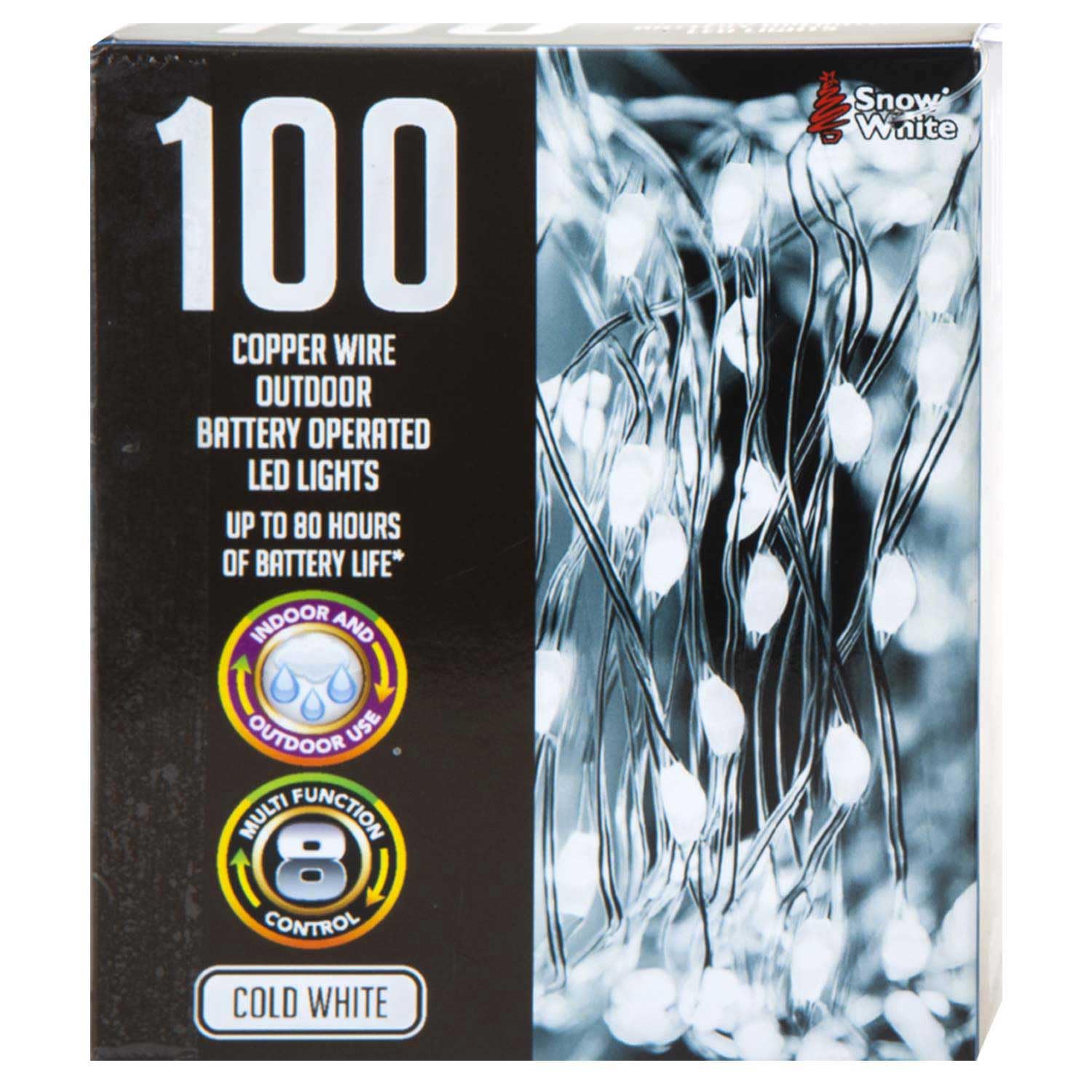 VFM - Outdoor Christmas Lights Copper Wire Lights (100)- Cold White- Christmas Lights