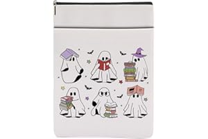 CSHVJ Cute Ghost Book Sleeve Book Lovers Gifts Halloween Party Favors Book Accessories Book Cover Book Protector with Zipper and Front Pocket Book Bookish Gifts Librarian Gifts for Women Mom Friend