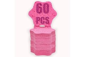 GREENBOLL 60-Count Compressed Facial Sponges | 100% Natural Cosmetic Spa Sponges for Facial Cleansing | Exfoliating Mask | Makeup Remover | Face Scrubber (Flower)