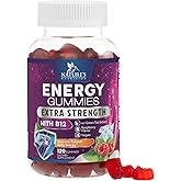 Energy Gummies 1000mcg - Extra Strength Vitamin B12, Daily Energy Gummies with Natural Caffeine from Green Tea - Berry Flavor B12 Chewable Exercise Supplement for Running Cycling & Sports - 120 Chews